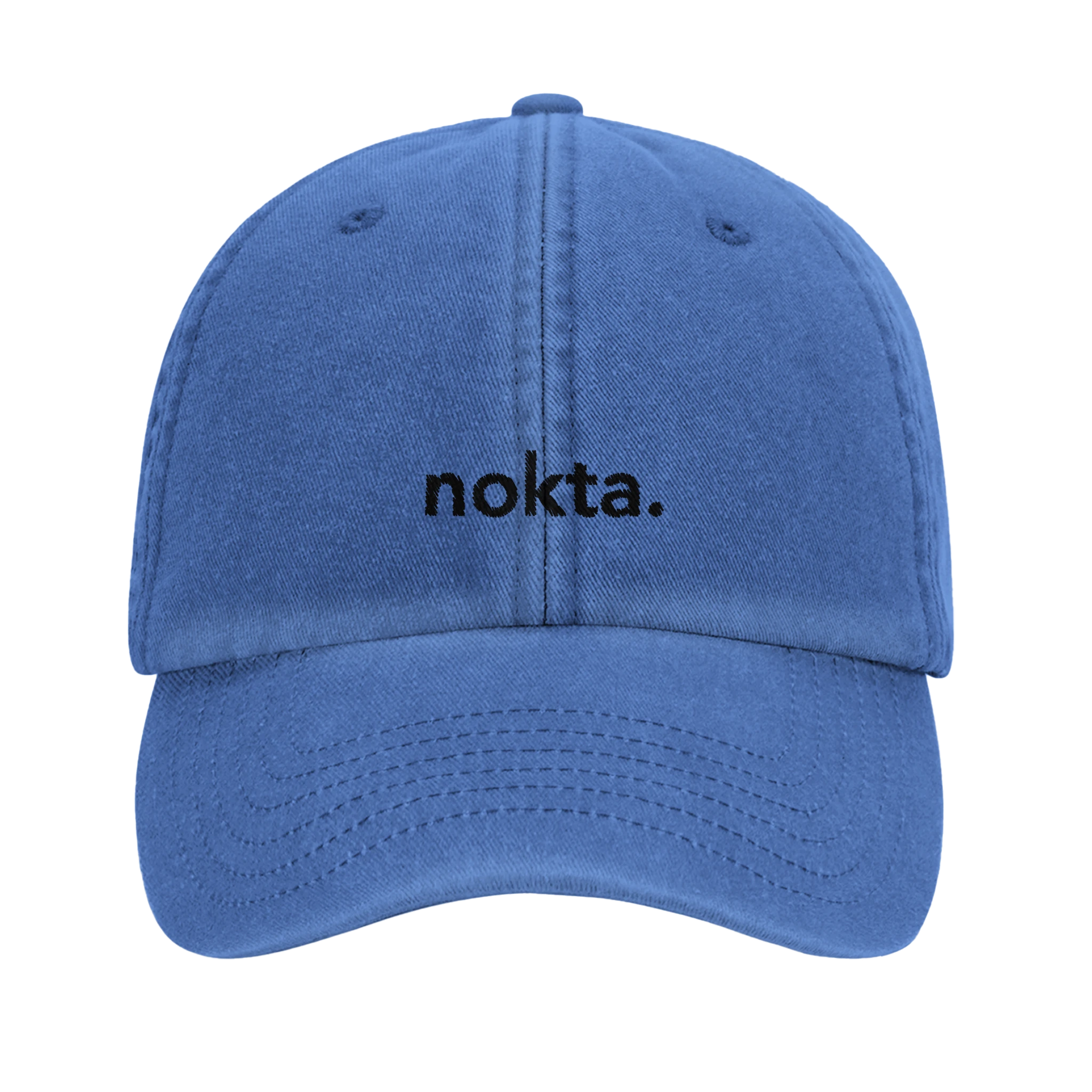 Blaue Cap mit Schriftzug "nokta" im Onlineshop yankiwear.com