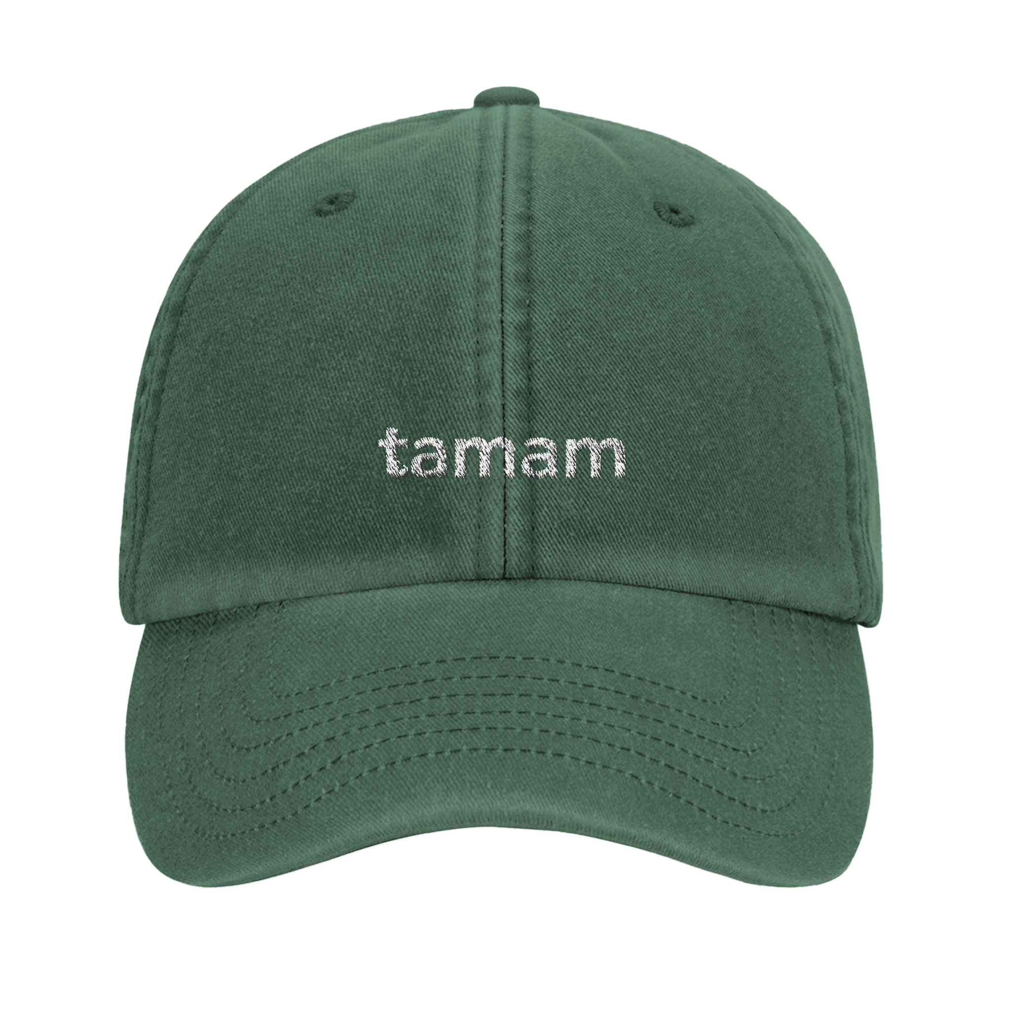 Grüne Cap mit Schriftzug "tamam" im Onlineshop yankiwear.com